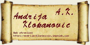 Andrija Klopanović vizit kartica